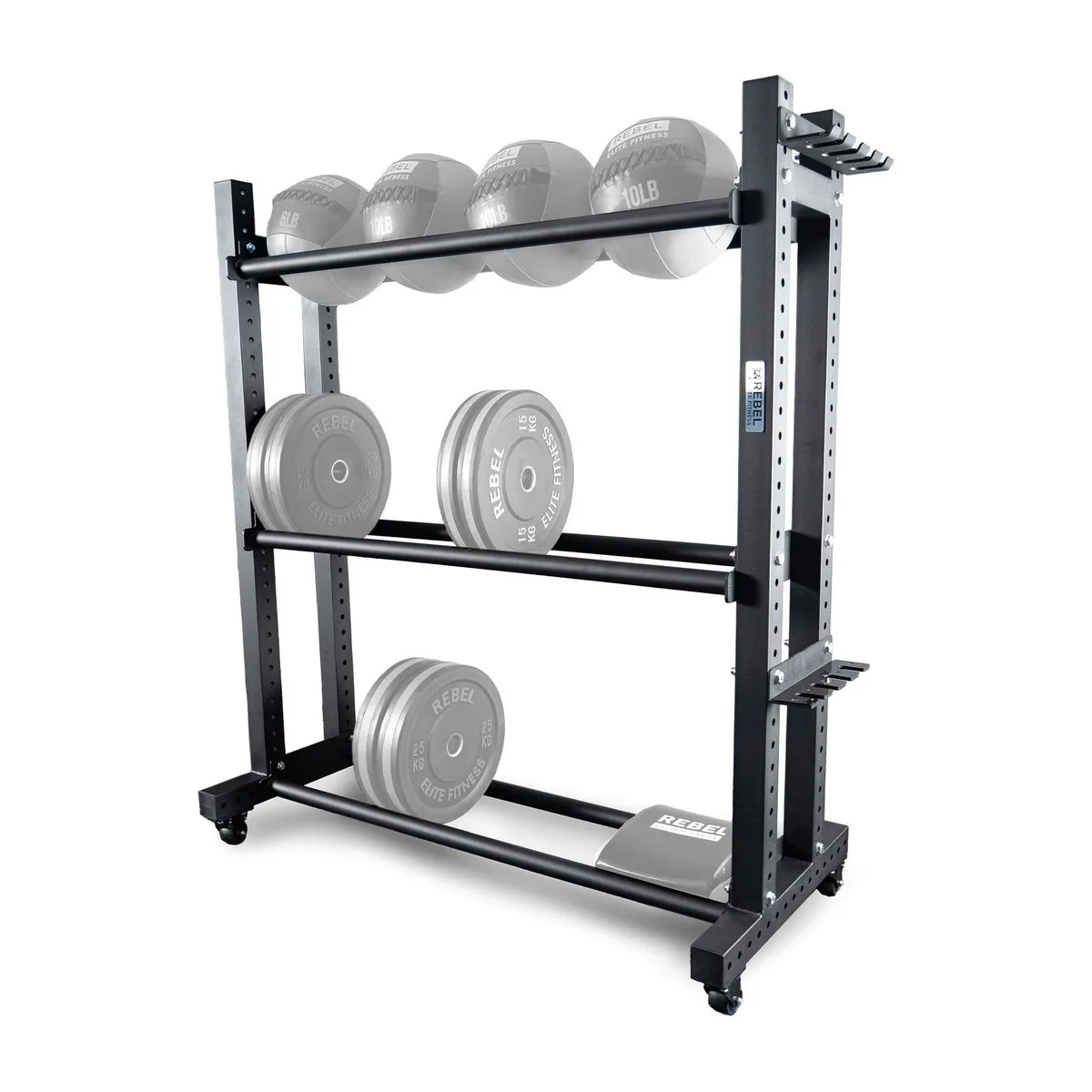 Rebel 3-Tier Mobile Barbell and Accessory Rack, view 2