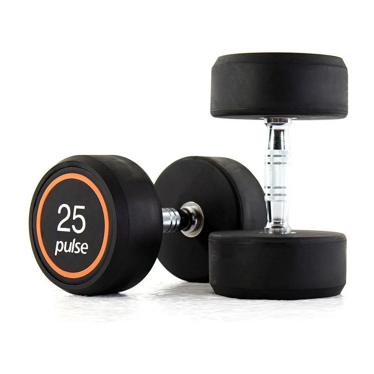 Pulse Fitness UK Club Line Rubber Dumbbells 25kg (Pair)