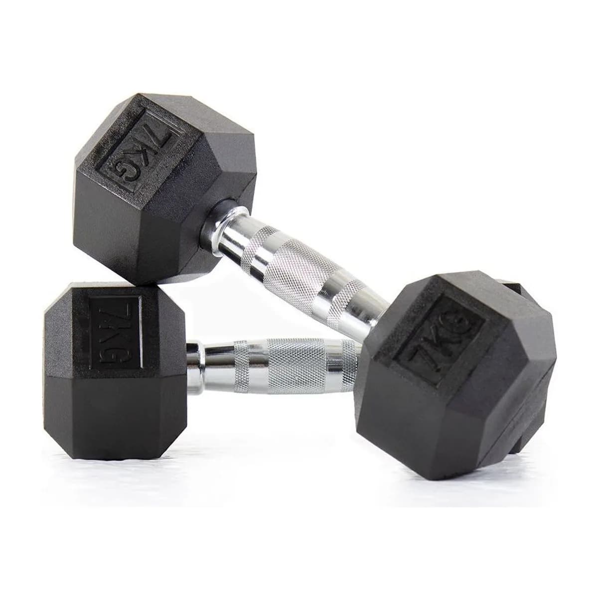 Pulse Fitness UK Club Line Rubber Hex Dumbbells 7.5kg (Pair)