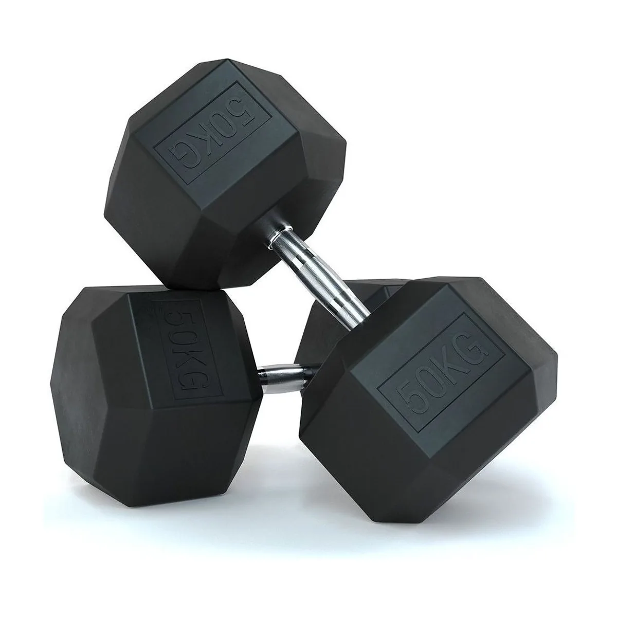 Pulse Fitness UK Club Line Rubber Hex Dumbbells 50kg (Pair)