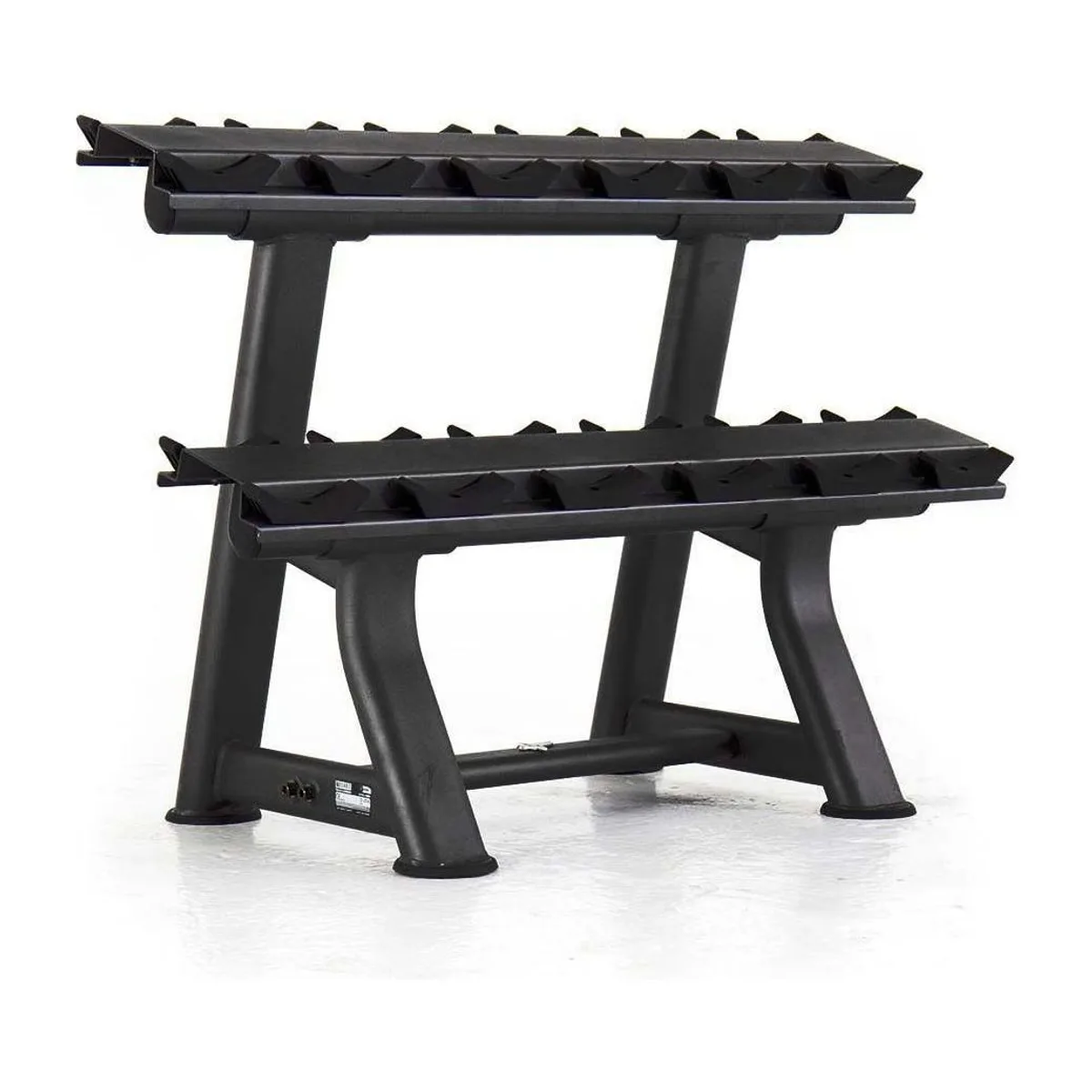 Pulse Fitness UK Premium Polyurethane Covered Dumbbell Set 27.5kg 40kg in 2.5kg increments with Conical Handgrips (in Pairs) on a Double-Tier (Horizontal) Dumbbell Rack (holds 6 Pairs), view 4