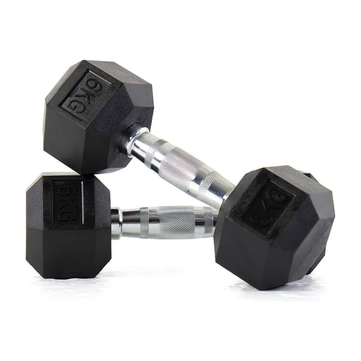 Pulse Fitness UK Club Line Rubber Hex Dumbbells 6kg (Pair)