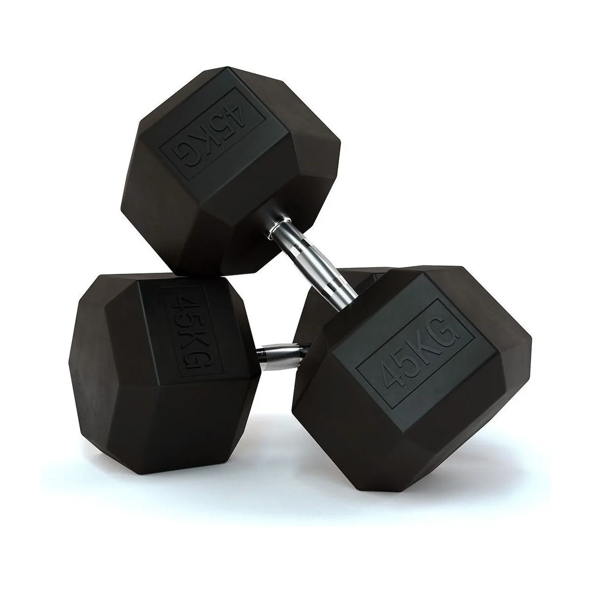 Pulse Fitness UK Club Line Rubber Hex Dumbbells 47.5kg (Pair)