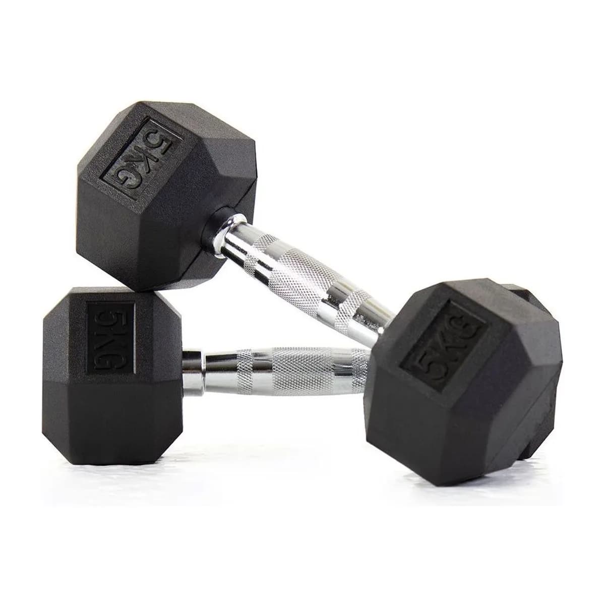 Pulse Fitness UK Club Line Rubber Hex Dumbbells 5kg (Pair)