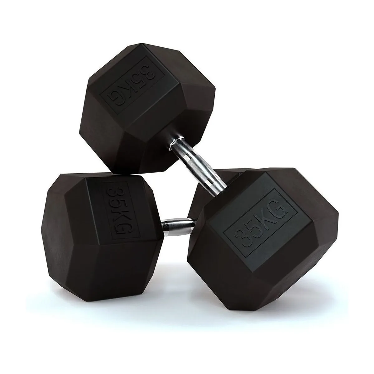 Pulse Fitness UK Club Line Rubber Hex Dumbbells 35kg (Pair)