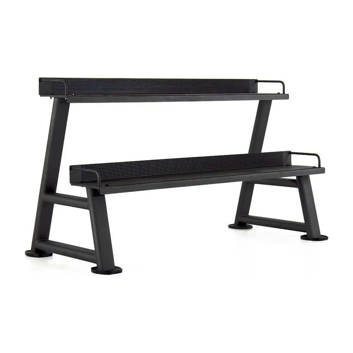 Pulse Fitness UK Premium Polyurethane Covered Kettlebell Set on a Double-Tier (Horizontal) Dumbbell Rack (holds 10 Kettlebells), view 4