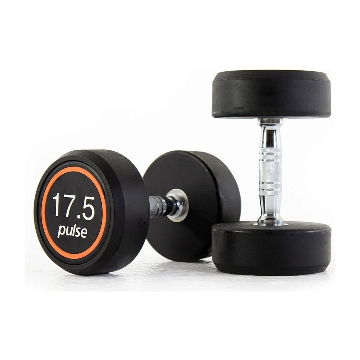 Pulse Fitness UK Club Line Rubber Dumbbells 17.5kg (Pair)