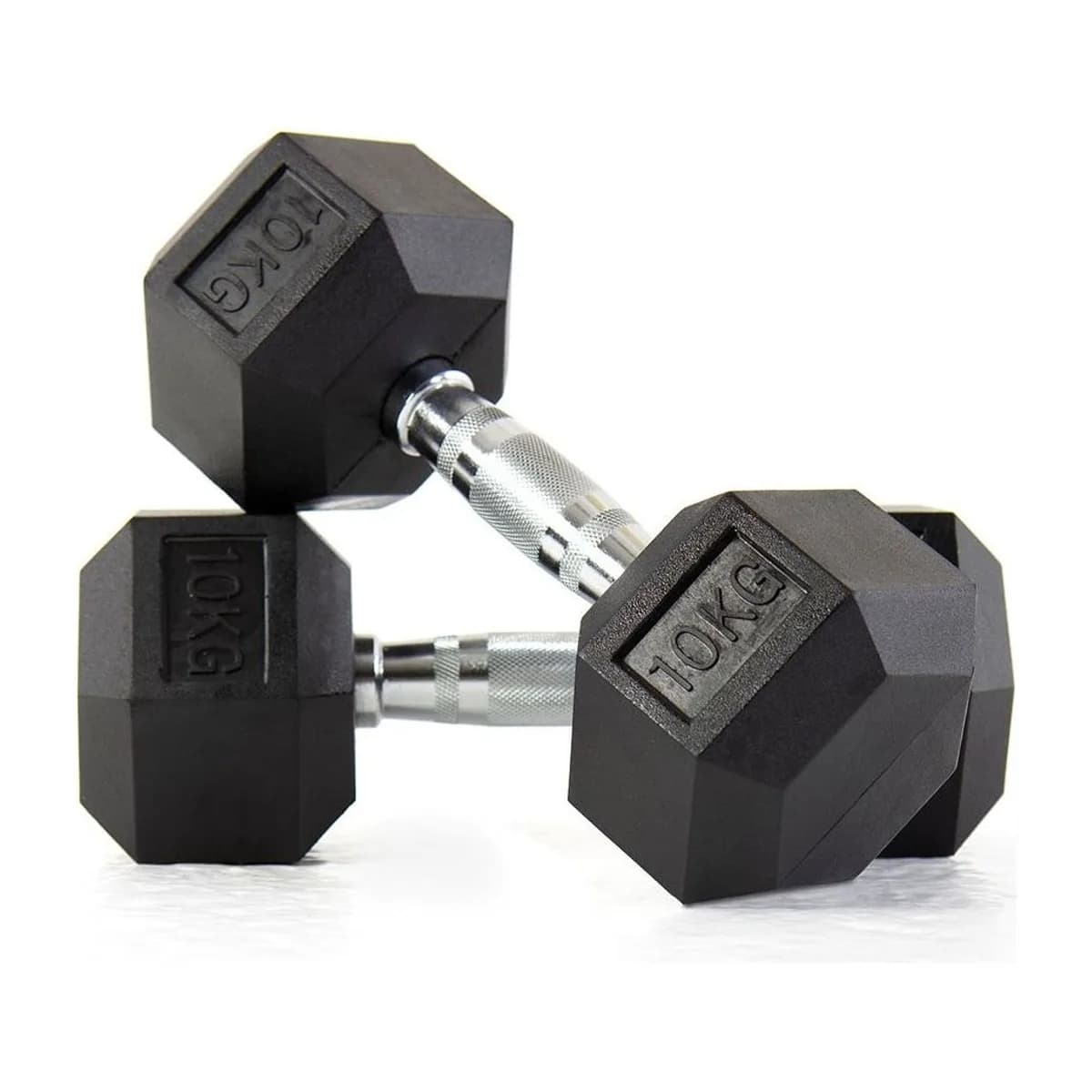 Pulse Fitness UK Club Line Rubber Hex Dumbbell Set (1kg 10kg) Rack, view 3