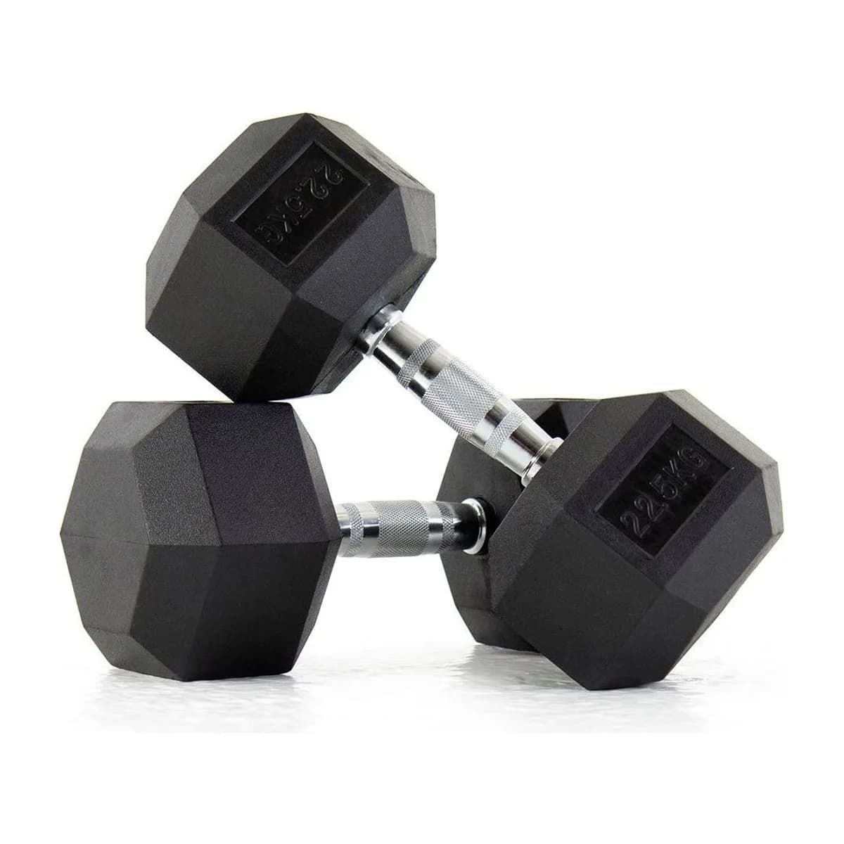 Pulse Fitness UK Club Line Rubber Hex Dumbbells 22.5kg (Pair)