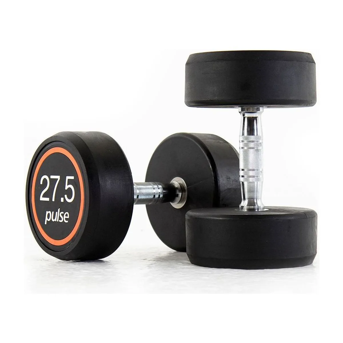 Pulse Fitness UK Club Line Rubber Dumbbell Set (27.5kg 50kg) 10-Pair Rack, view 3
