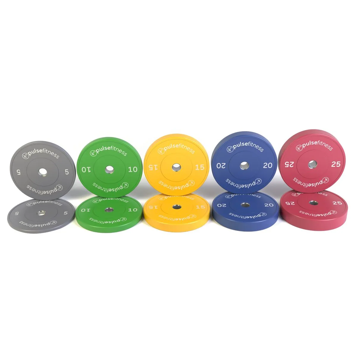 Pulse Fitness UK Classic Training Bumper Plate Set 5-25kg Coloured (Pairs)