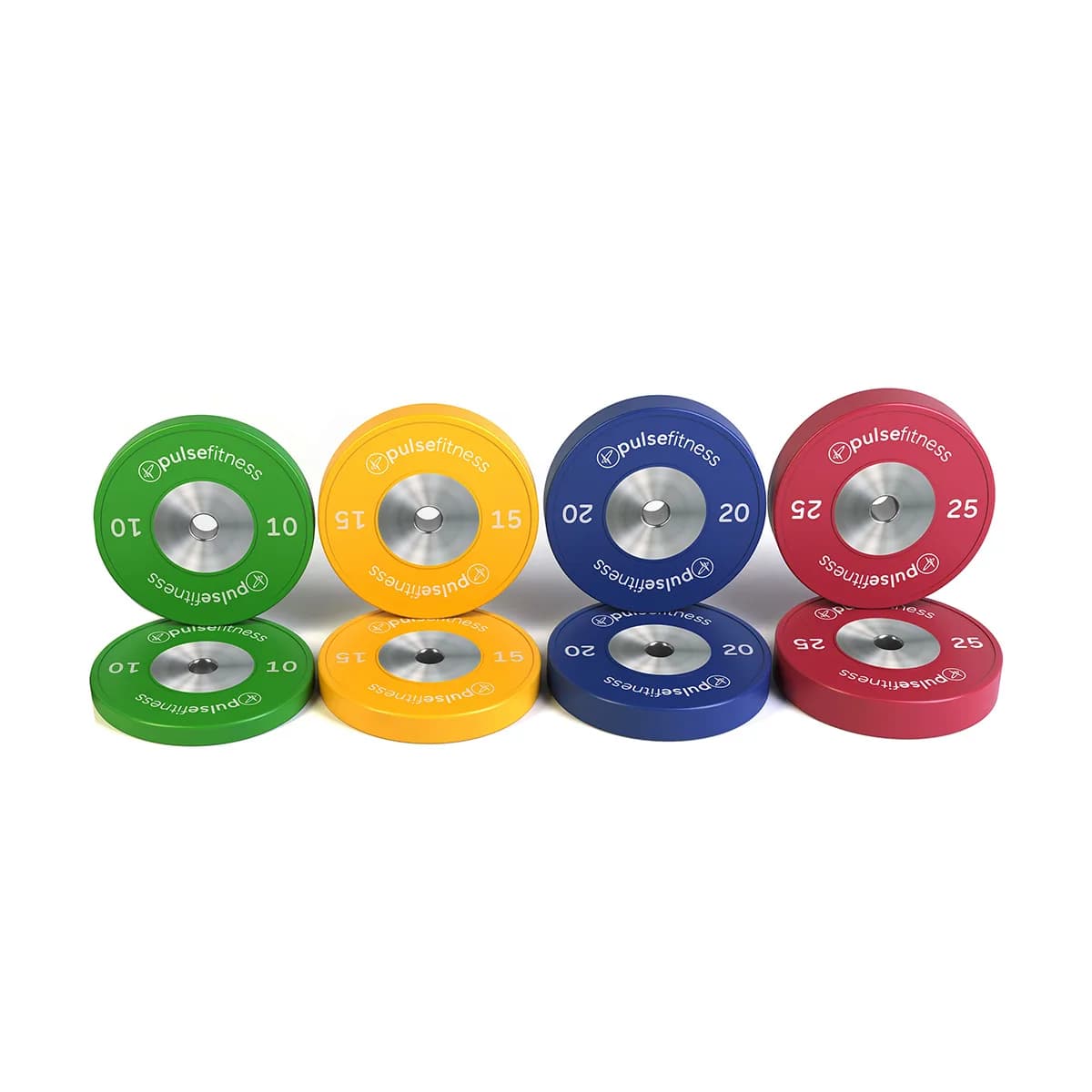 Pulse Fitness UK Club Line Competition Elite Bumper Plate Set 10-25kg (Pairs)