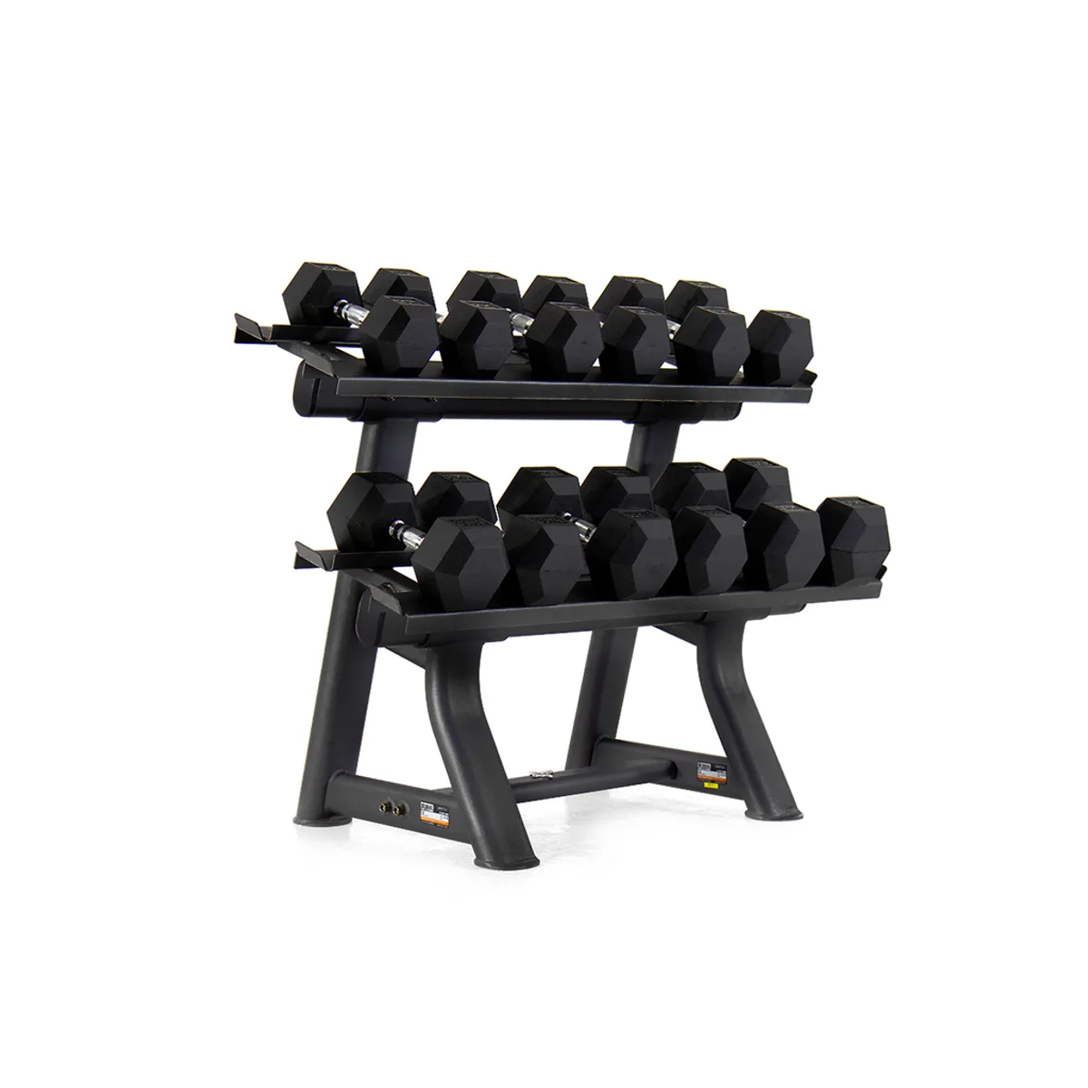 Pulse Fitness UK Club Line Rubber Hex Dumbbell Set (12.5kg 25kg) 6-Pair Rack