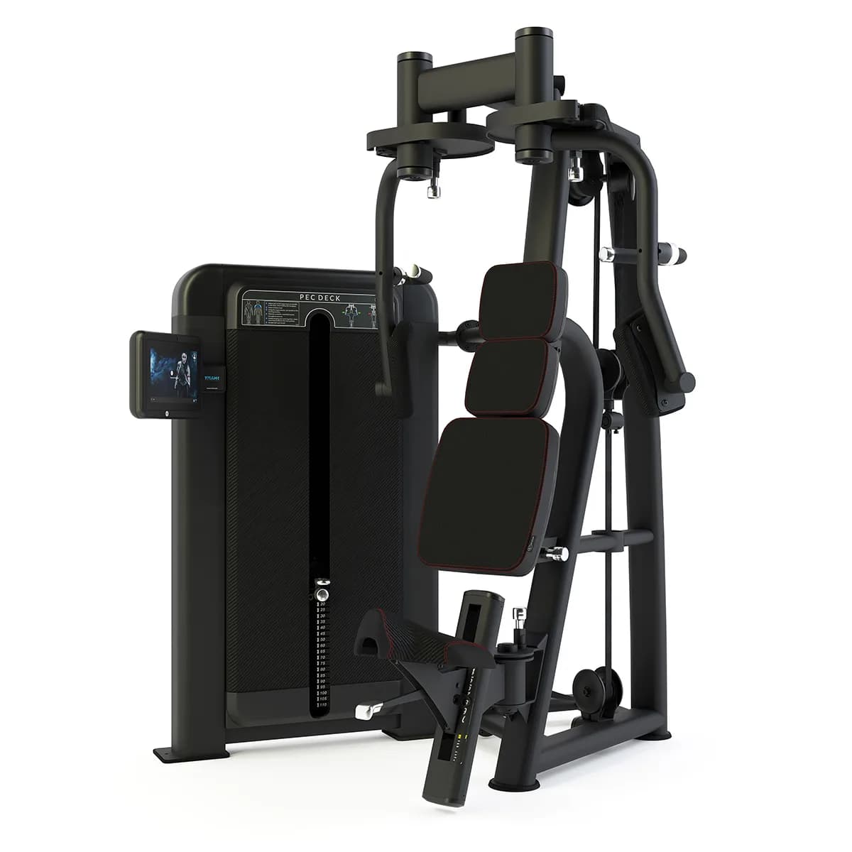 Pulse Fitness UK Premium Pec Deck Carbon Upholstery Illuminated Stack