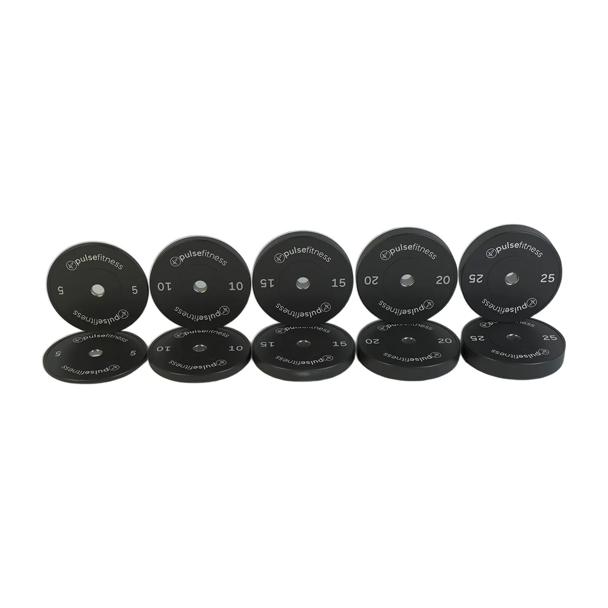 Pulse Fitness UK Classic Training Bumper Plate Set 5-25kg Black (Pairs)